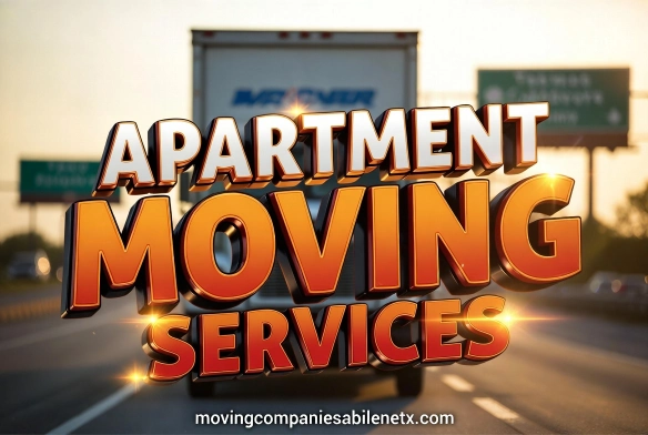 Professional apartment moving services in Abilene TX with moving truck on highway.