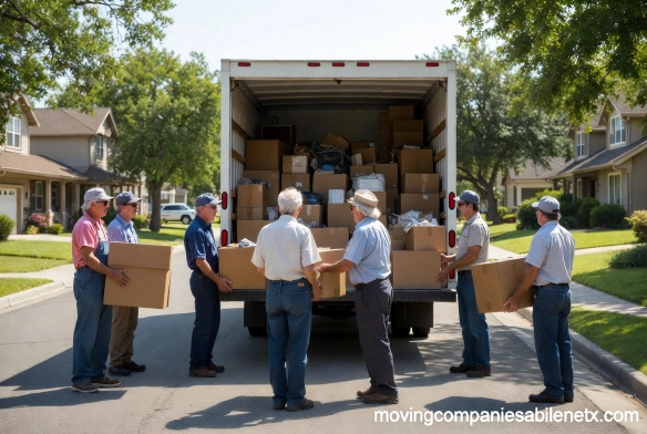 A moving truck parked safely on the side of Judge Ely Boulevard during a residential move.