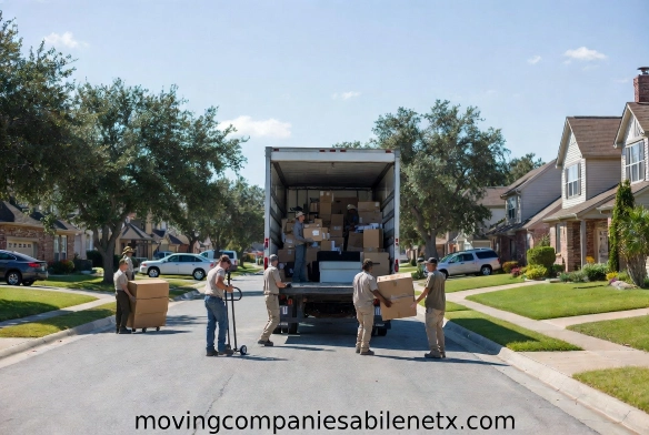Professional movers carefully organizing and loading high-value items, heirloom furniture, and packed boxes during a large residential estate liquidation move in Elmwood.