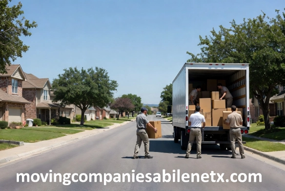 A step-by-step visual guide showing how to type a moving company's USDOT or TxDMV number into the official txdmv.gov lookup portal.