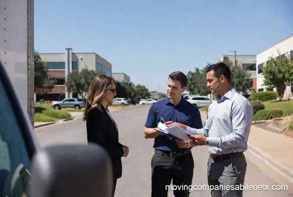 Professional movers handling interior access challenges during a move