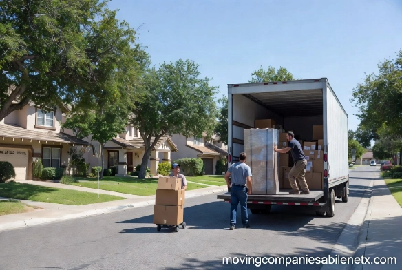 A professional local mover expertly navigating a moving truck through a familiar street in the 79605 area of South Abilene.