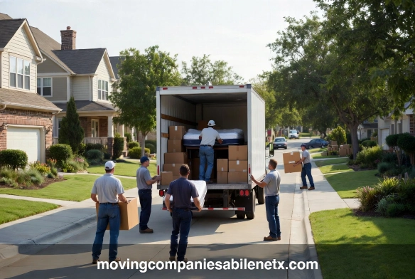 Professional movers providing packing and unpacking services for a residential relocation.